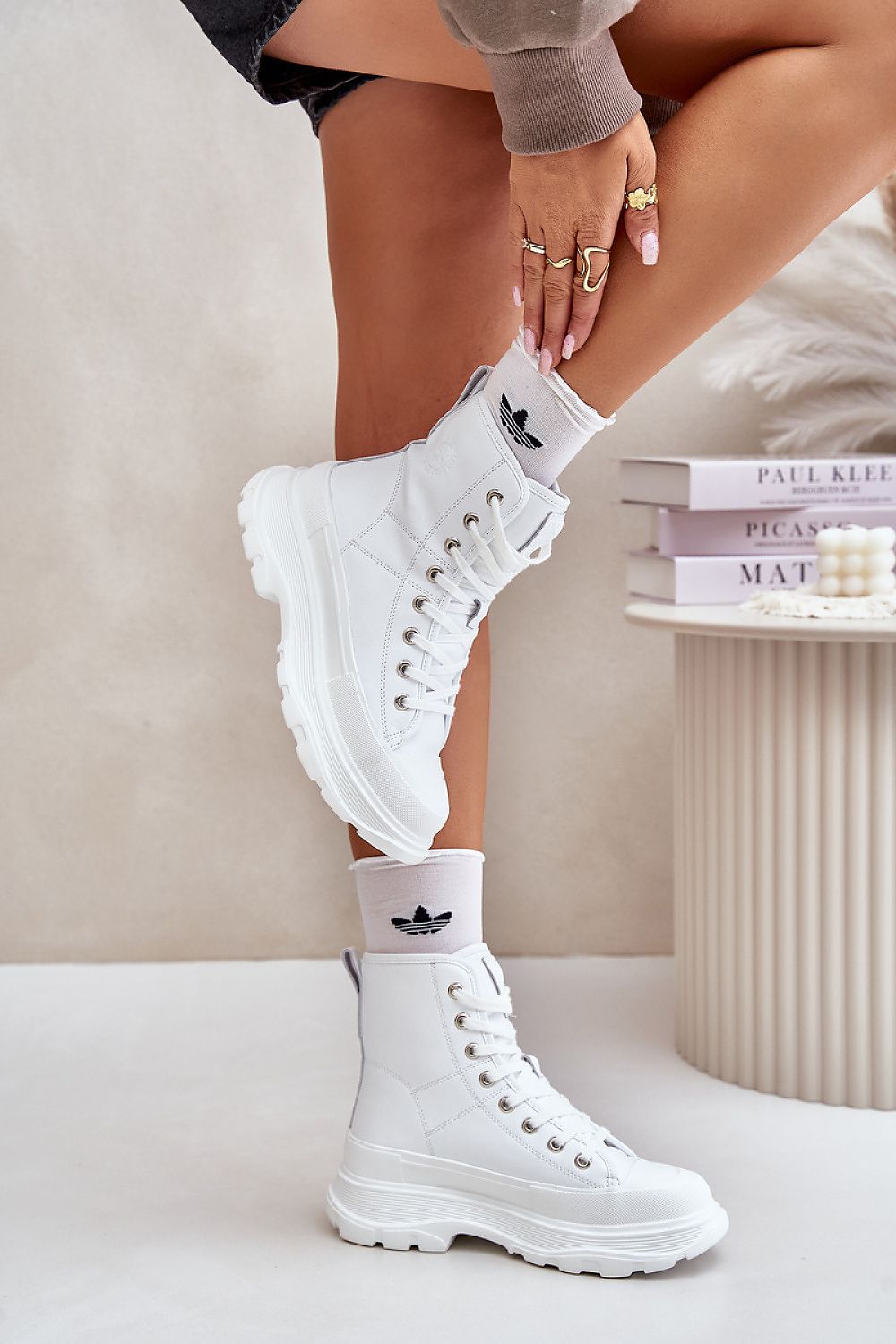 Plateau-Sneakers in Weiß